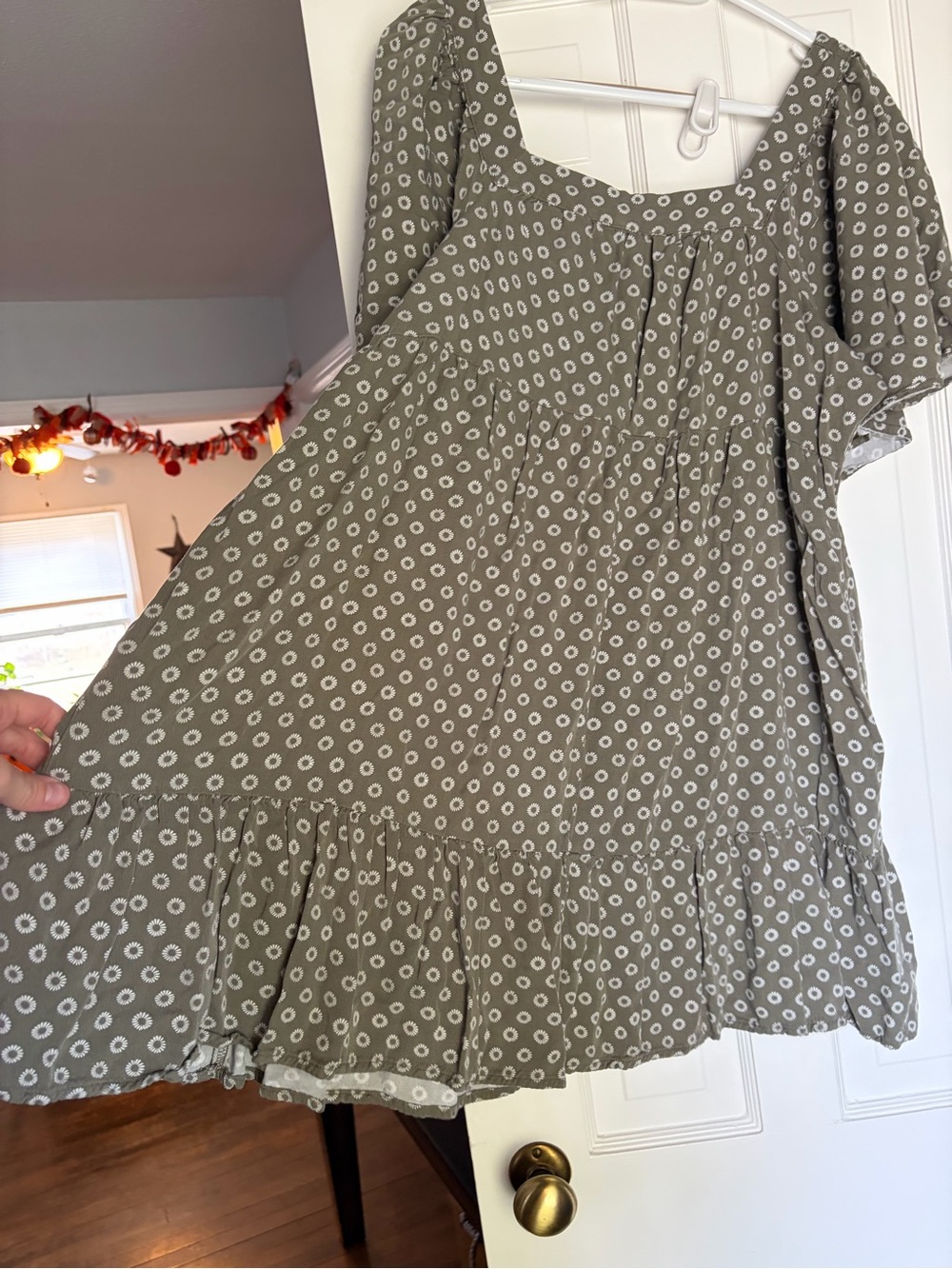 Maurices Olive Green Floral Print Mini Dress